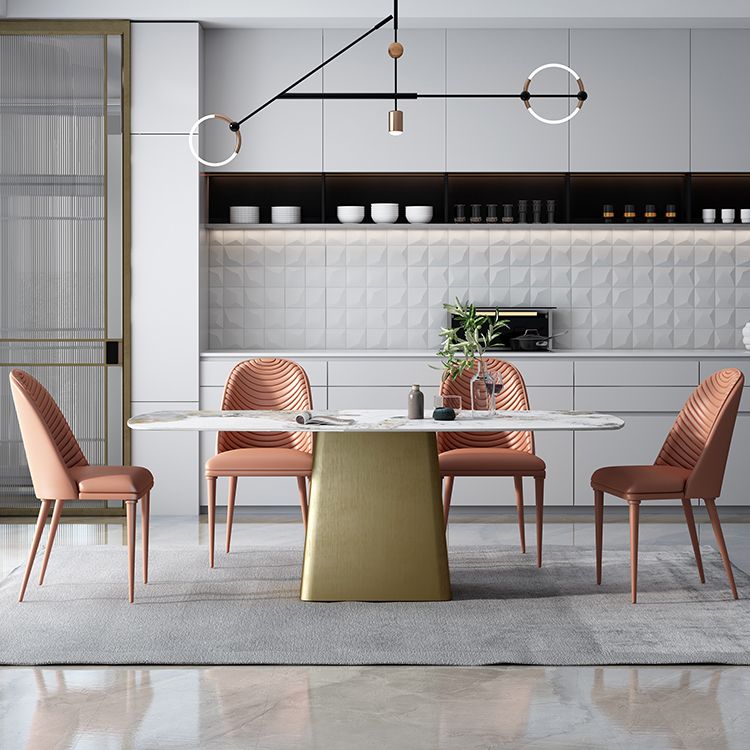 Glam 1/4/5/7 Pieces Dining Set Sintered Stone Dining Table Set with PU Leather Chairs