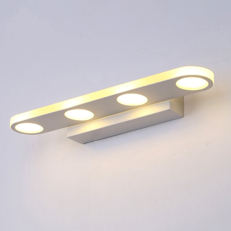 15"/23" L Acrylic Oval Vanity Lighting Fixture Minimalist 4/6 Bulbs White Wall Sconce Light in Warm/White Light
