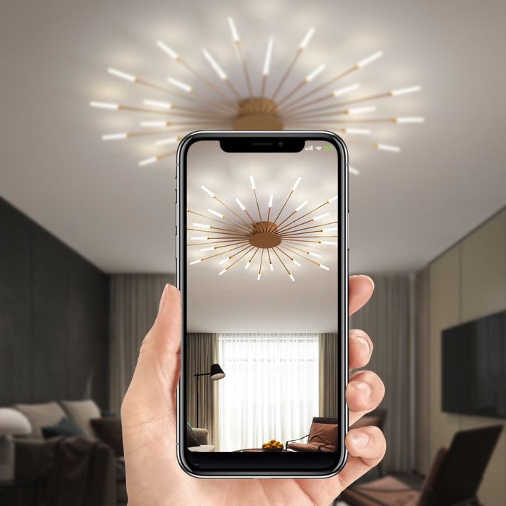 Multi-head Sputnik Semi-ceiling Light Modern Acrylic Semi Flushmount Ceiling Light for Bedroom