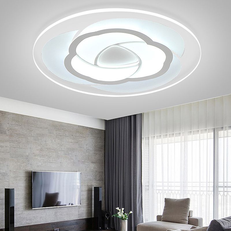 Plafonnier LED encastrable pour chambre à coucher, 8/16.5/20.5 pouces de large, avec abat-jour en acrylique en forme de fleur, plafonnier blanc, lumière chaude/blanche
