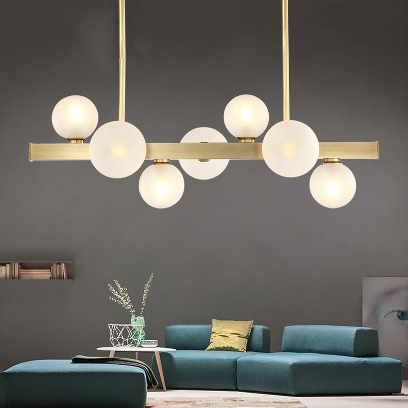 Luce sferica dell'illuminazione dell'isola di vetro in stile moderno ottone a led al soffitto
