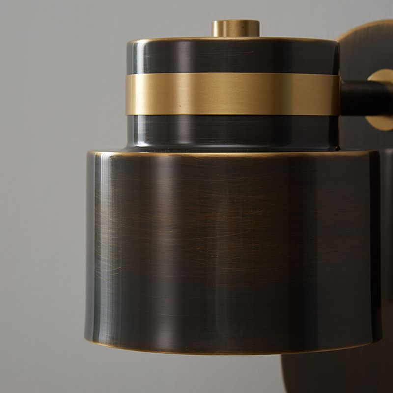 Modern Simple Copper Wall Light Cylinder Shape Rotatable Wall Lamp for Living Room