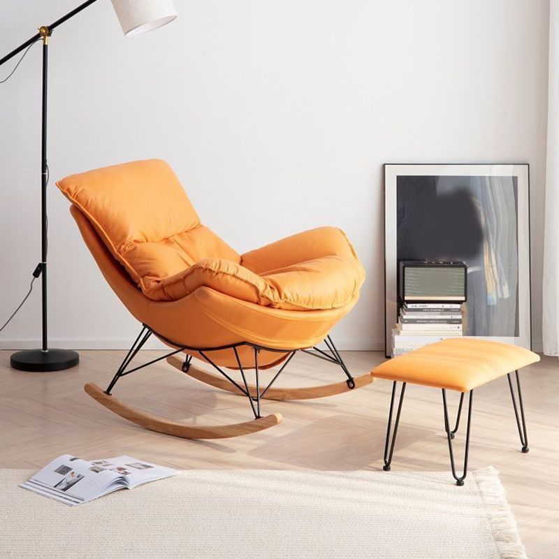 Simple Faux Leather Rocker Chair Plain Rocking Chair with Removable Cushions