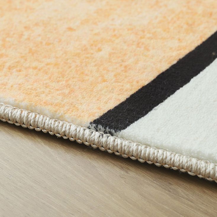 Yellow Living Room Rug Nordic Graphic Area Rug Polyester Stain Resistant Rug