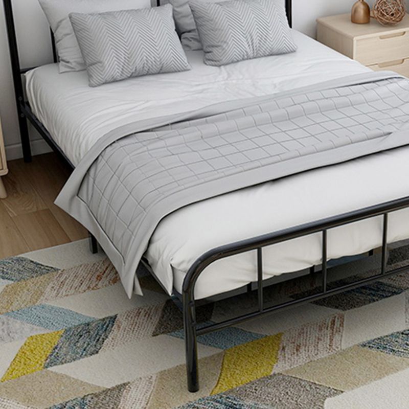 Modern Rectangular Headboard Bed Open-Frame Bed With Metal Legs