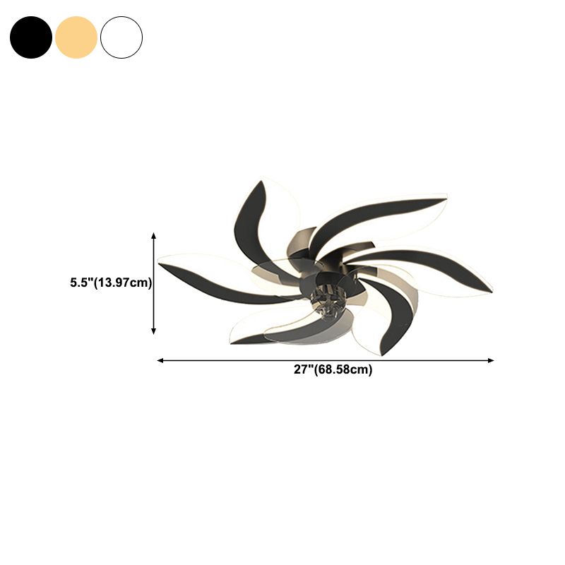 Nordic Style Iron Ceiling Fan Lamp Acrylic Shade LED Ceiling Fan Light for Bedroom