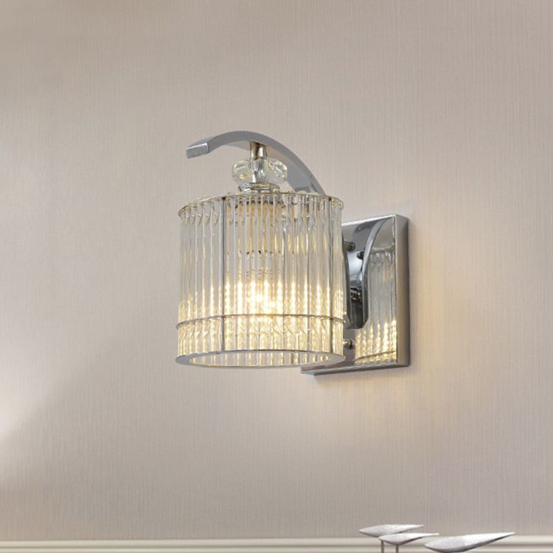 1 lampe murale cylindrique de tête avec un éclairage mural moderniste à l'ombre en cristal transparent en or