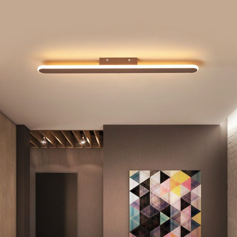 Luz de techo empotrada de color café moderna con montaje empotrado LED metálico de forma lineal para pasillo
