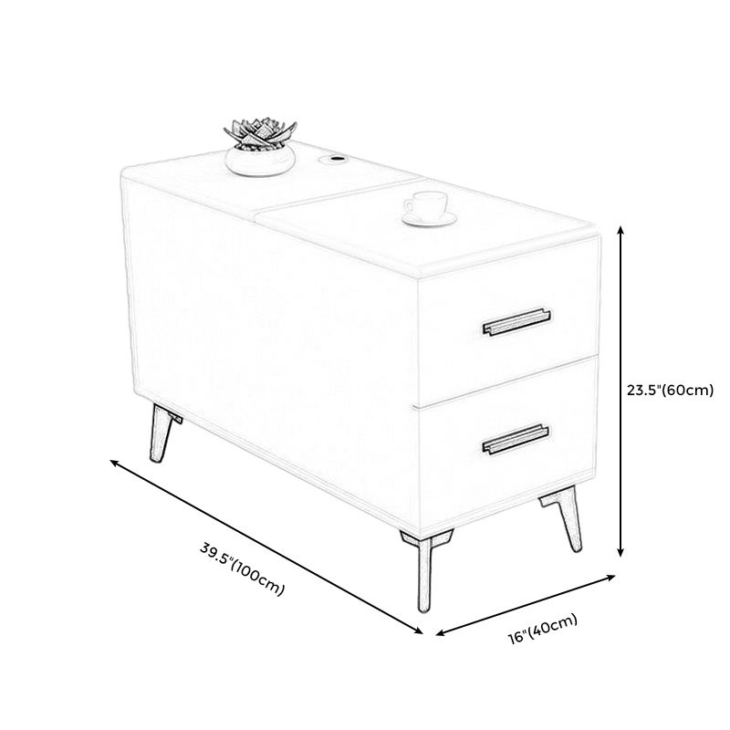 Rectangular Wood End Table 4 Legs 2-Drawer Side Table - 23.23" H