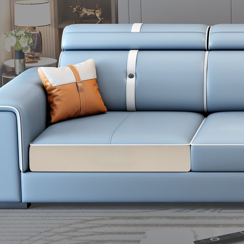 Scandinavian Light Blue Sofa/Sectional with Square Arm for Living Room