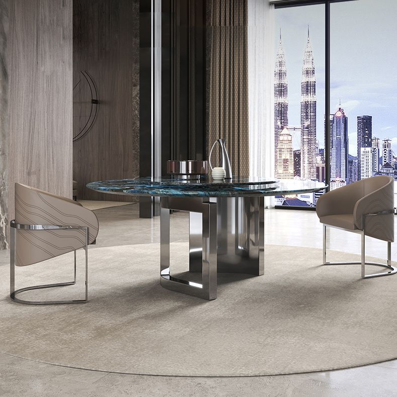 1/4/7 Pieces Stone Top Stainless Steel Base Dining Set for Home