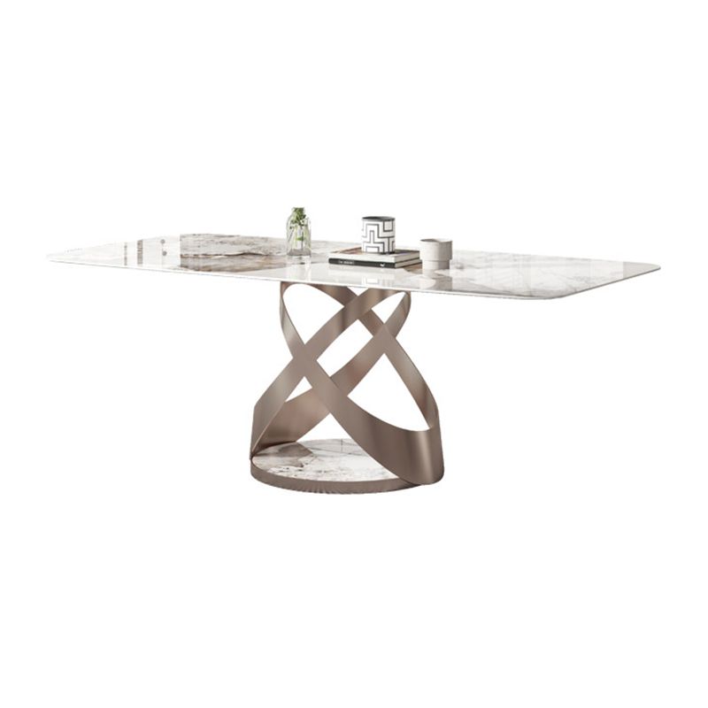 Modern Kitchen Dining Room Set with Sintered Stone Top and Gold Base Dining Furniture