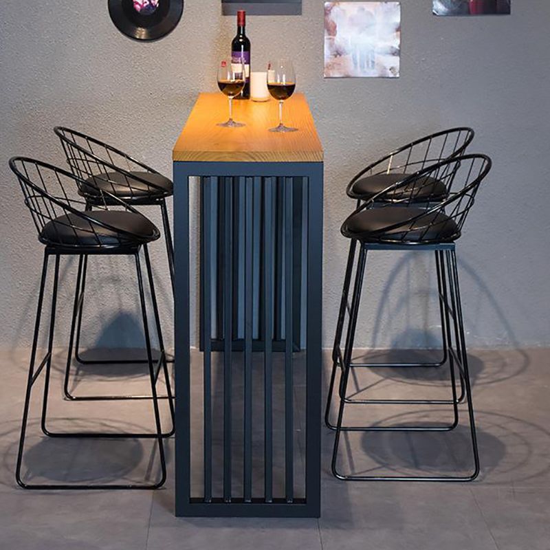 Industrial Bar Table Rectangle Solid Wood Bar Height Pub Table for Outdoor