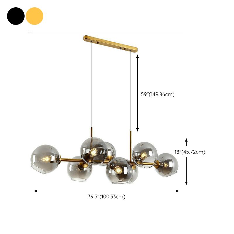 8-Lights Modernist Island Pendants Glass Pendant Lights for Dining Room