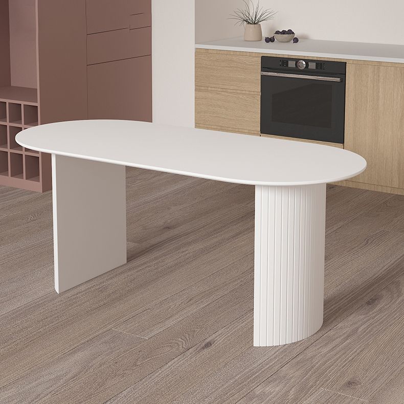Stone Top Table Contemporary Dining Table with Sled Base in White