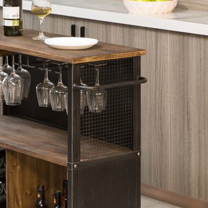 Modern Open Storage Kitchen Trolley Rolling Prep Table with Wine Storage