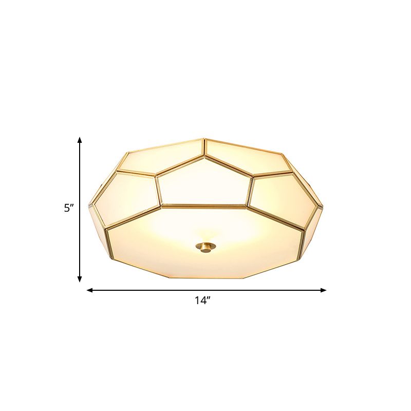 White 3/4 Heads Flush Mount Lamp Colonialism Sandblasted Glass Octagon Ceiling Fixture for Bedroom, 14"/18" W