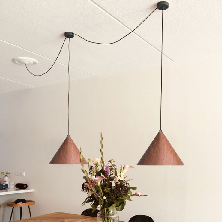 Houten moderne hangende plafondlichtkegel 1-licht hanglamp voor eetkamer