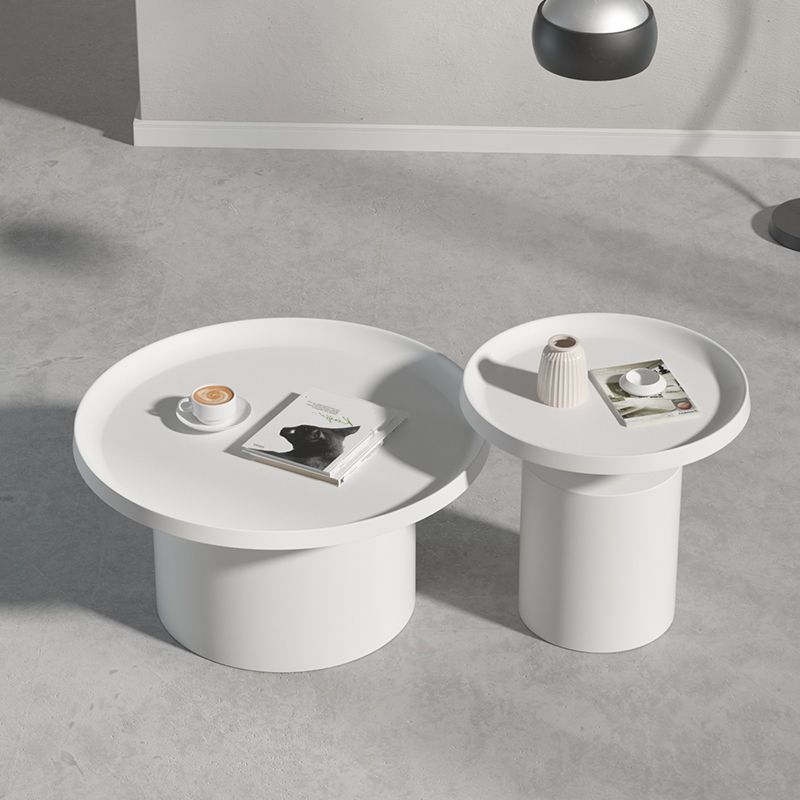 Round Metal Coffee Table black/White finish Cocktail Table - 19.7''/29.5''