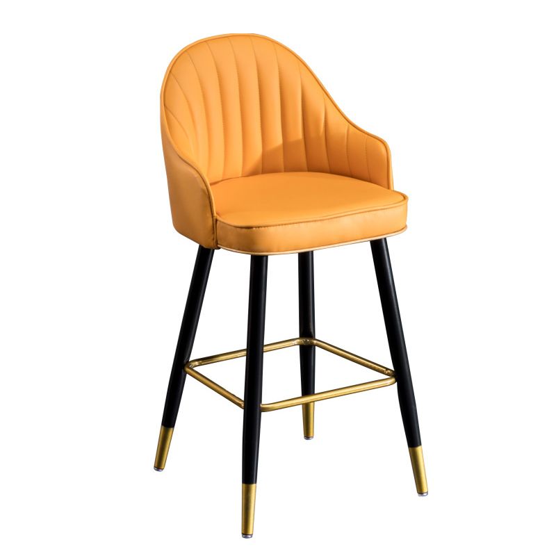 Scandinavian Armed Reception Stool Matte Finish Leather Barstool
