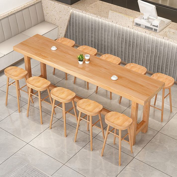 Modern 1/5/6/11 Pieces Bar Table Set Rectangle Pine Wood Counter Table with High Stools