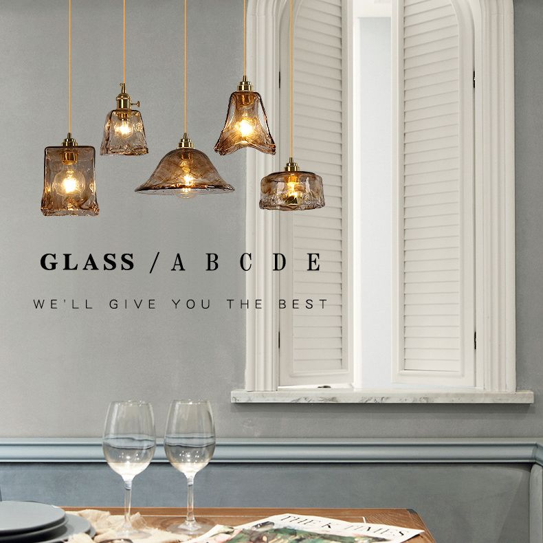 1 lumière géométrique léger pendentif moderne de verre simple de verre de verre pour le restaurant