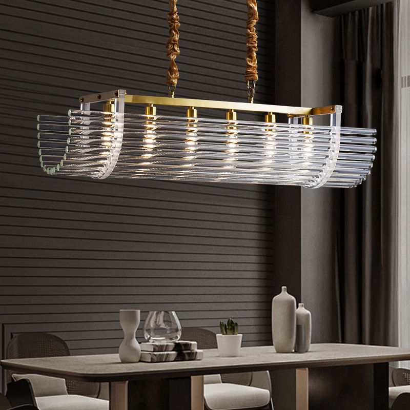 Modern Style Island Light Clear Glass Hanging Light for Dining Room