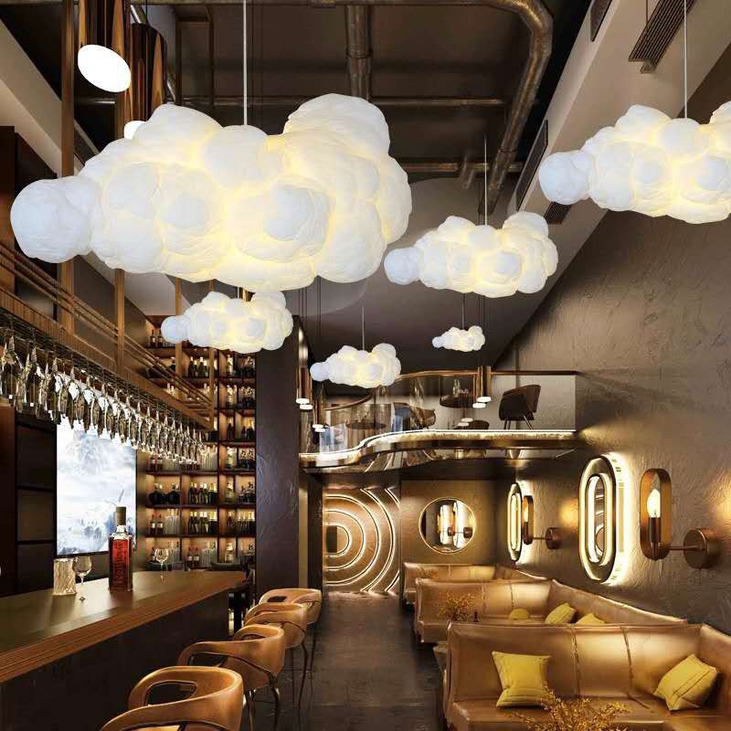 White 1-Light Modern Hanging Lamp Kit Cloud Silk Pendant for Dining Room