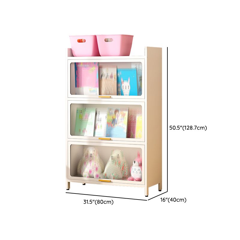 Metal Closed Back Bookcase Standard Glam Bookshelf with Cabinets