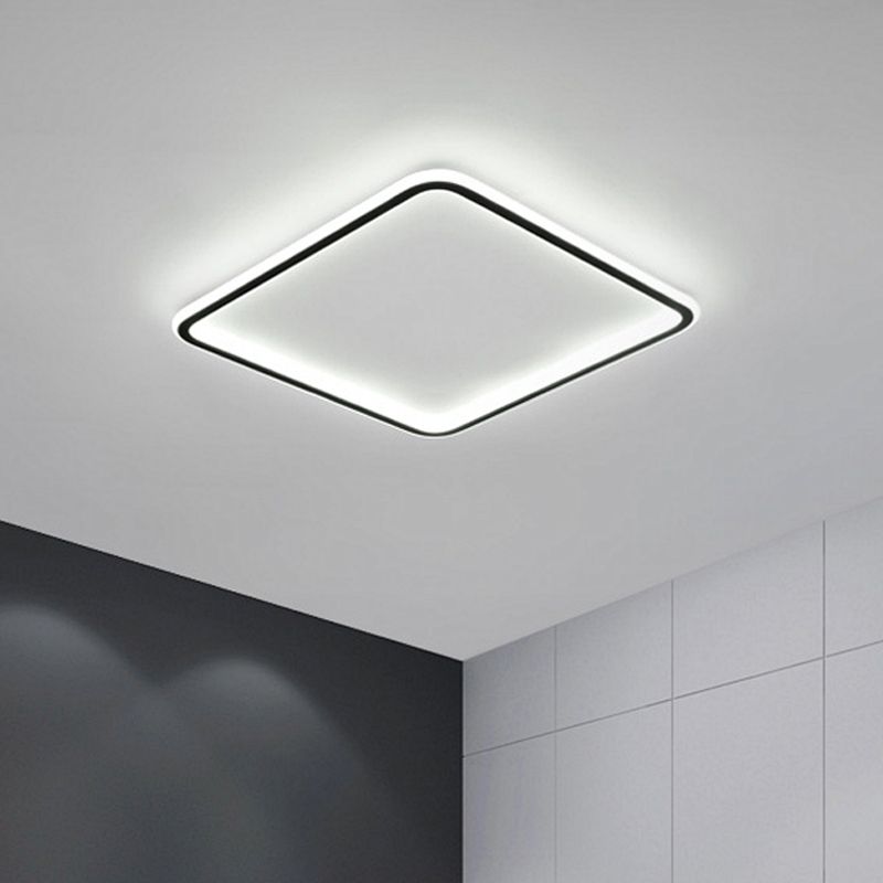 Extra dunne vierkante inbouwlamp Minimalistische aluminium slaapkamer LED-plafondverlichting in zwart, 16/19,5/23,5 inch breed