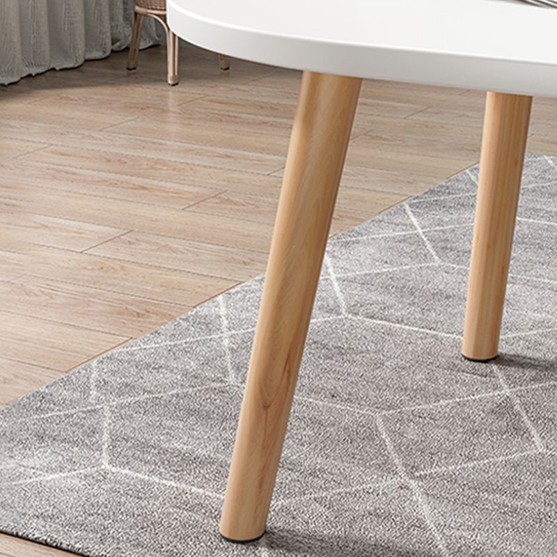 Wood Free-Form Coffee Table Modern 4 Legs Coffee Table with Storage