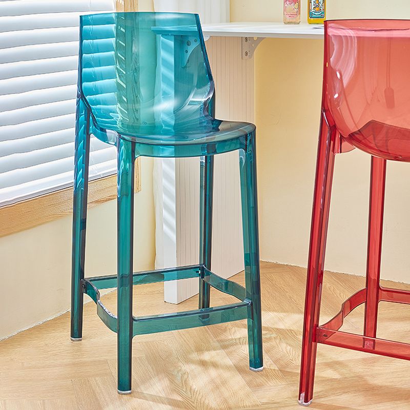 Contemporary Acrylic Backrest Counter High Stool with 4 Legs