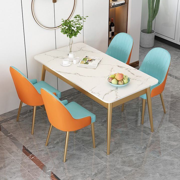 Traditional Luxury Dining Table Sintered Stone Rectangle Table with 4 Legs