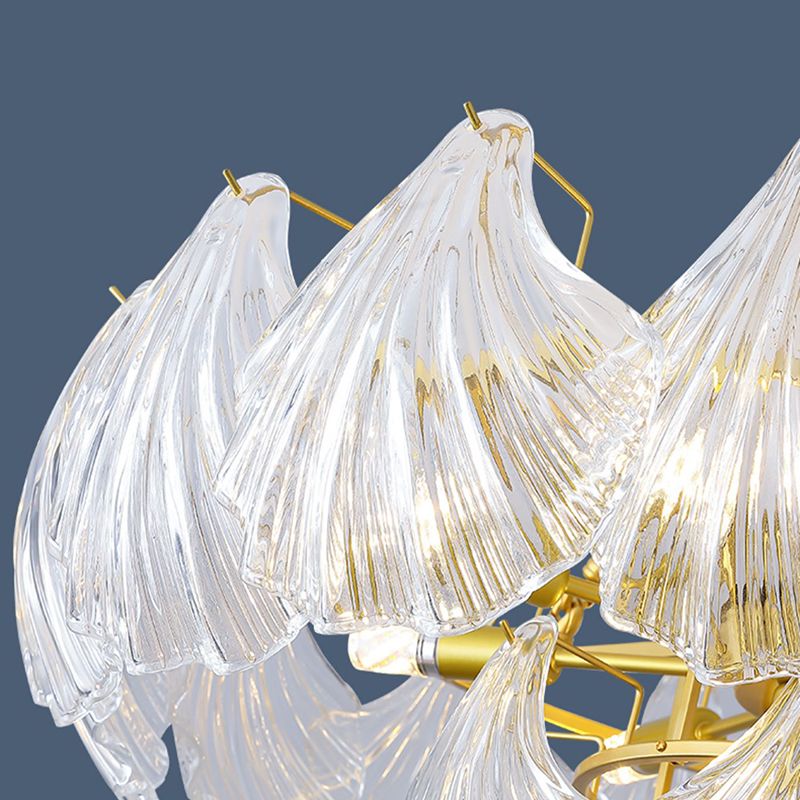 Modern Metal Ceiling Light Geometric Shape Hanging Lamp with Shell Shade for Living Room