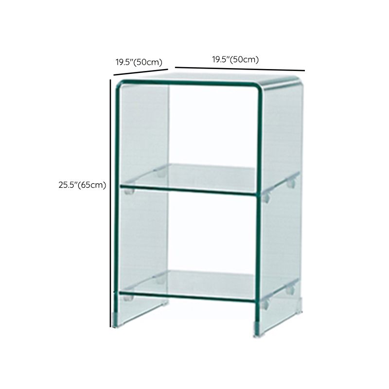Modern Glass Square Side End Table Sled Corner Table for Living Room