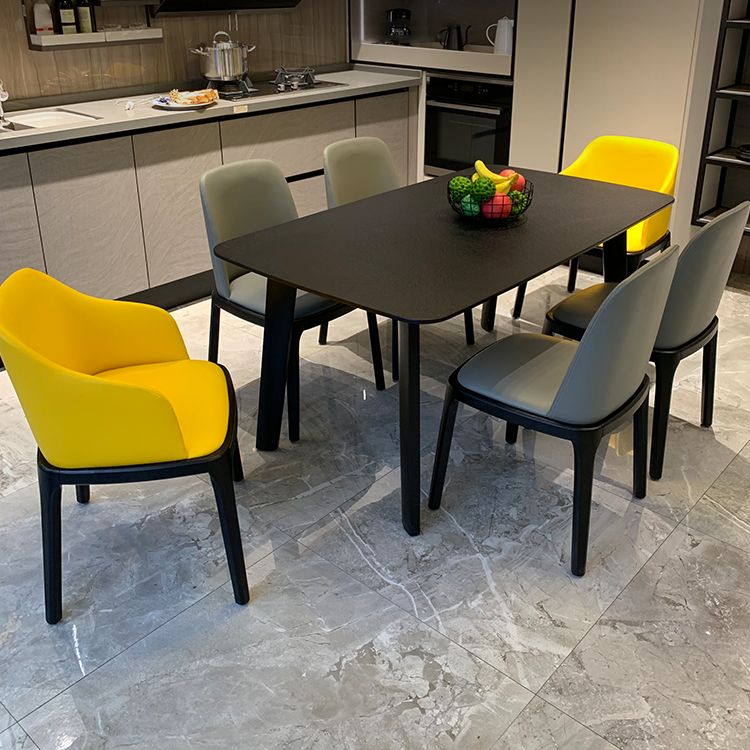Modern Dining Table for Kitchen Black Dinette Table with Wooden Legs