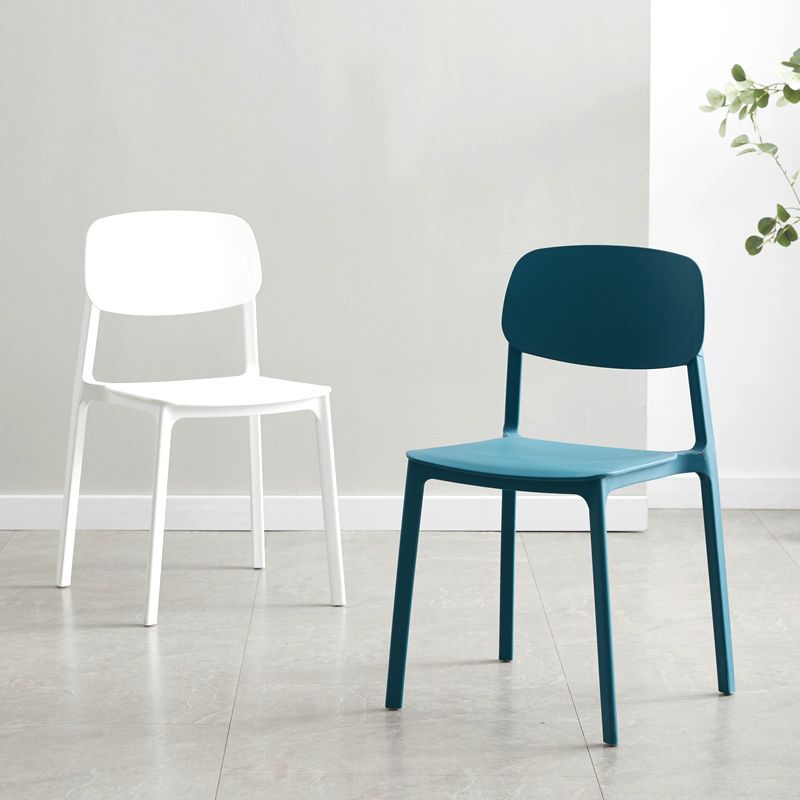 Silla lateral de plástico moderna para interiores y exteriores, silla lateral de comedor con respaldo abierto sin brazos