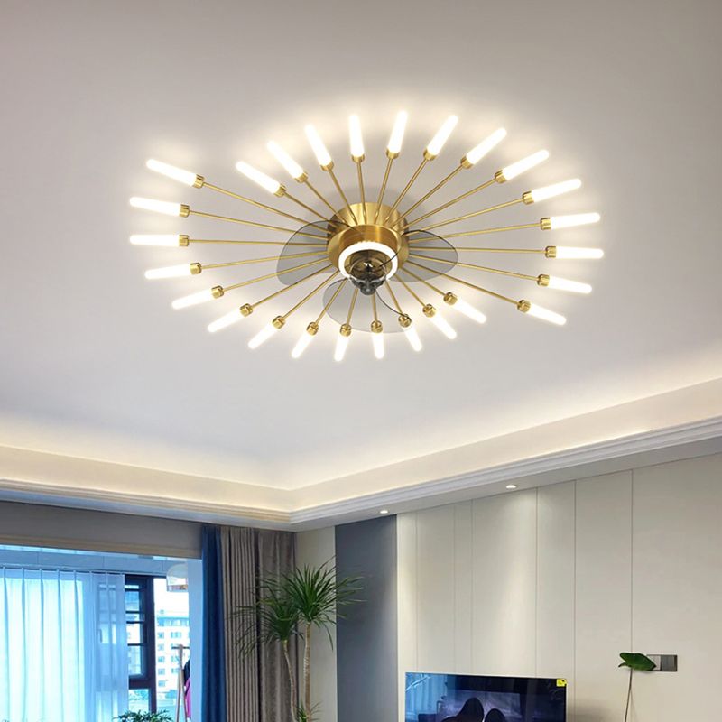 Multi Light Ceiling Fan Light Modern Style Metal Ceiling Fan Light for Bedroom