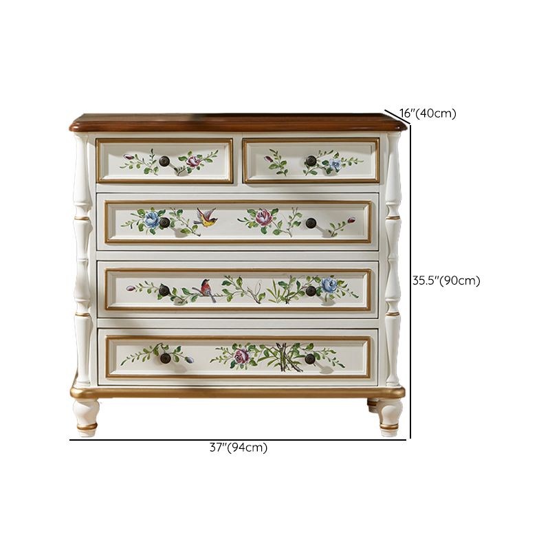 Traditional Storage Chest Solid Wood Storage Chest Dresser with 5 Drawers