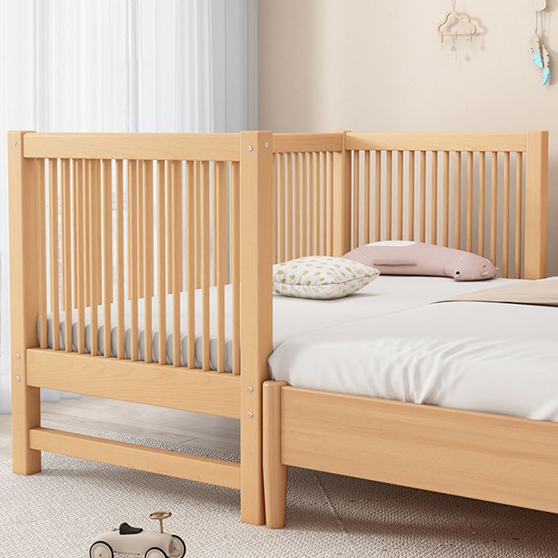 Scandinavian Beech Wood Nursery Bed Natural Nursery Crib with Guardrail