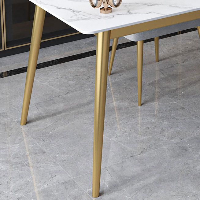 Glam Style Office Desk Rectangular Writing Desk with Metal Legs