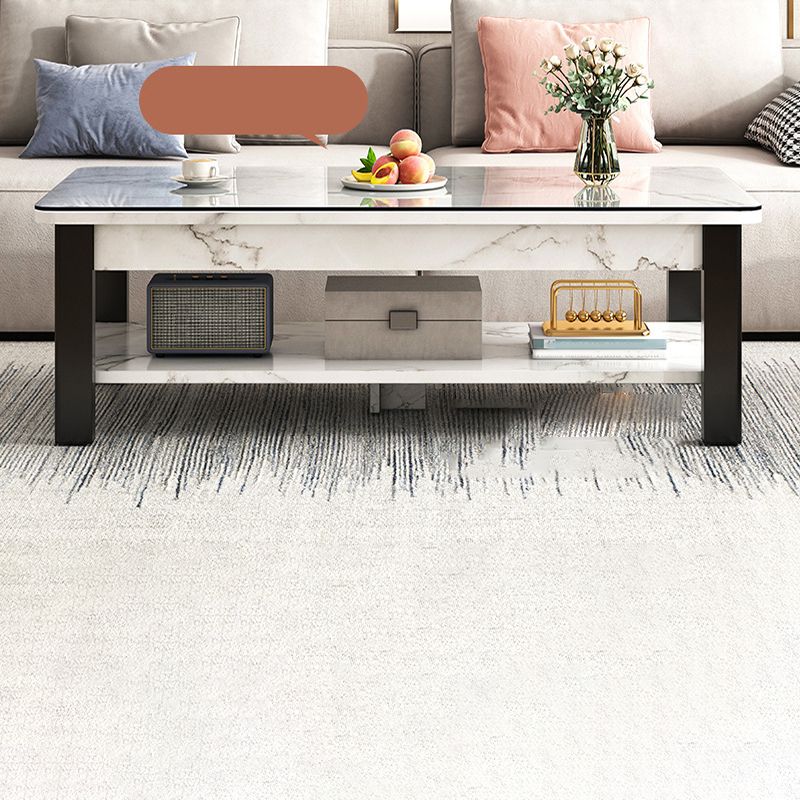 16"H Contemporary Coffee Table Stone Rectangle Coffee Cocktail Table