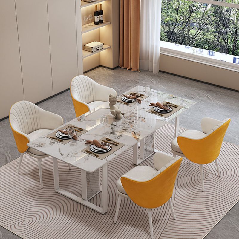 Modern Rectangle Stone Dining Table 1/5 Pieces Dining Set for Cafe