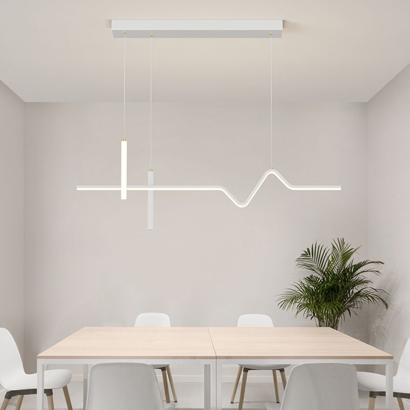 Linear Modern 3 - Light Ceiling Pendant Fixture in Matte LED White Kitchen Island Fixture