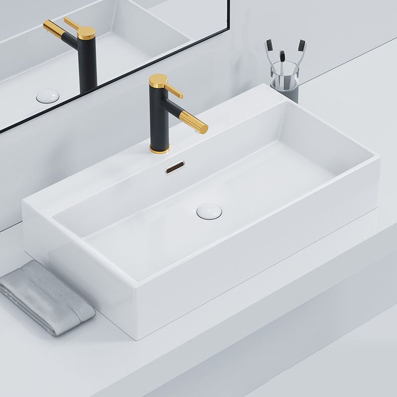 Rectangular Bathroom Sink Ceramic Modern Vessel Bathroom Sink with Faucet