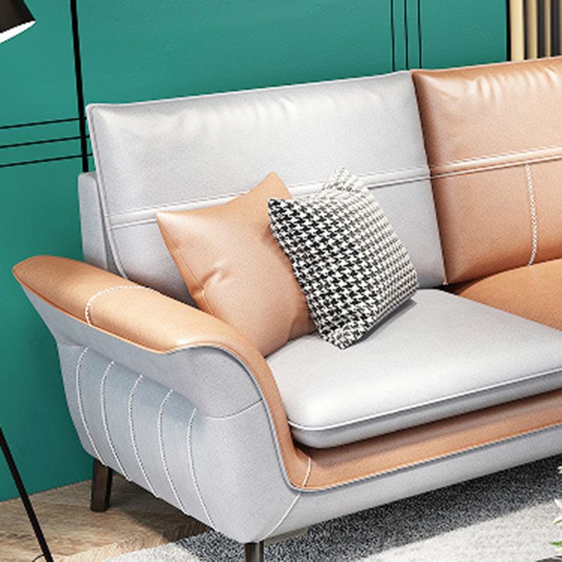 Pillowed Back Cushions Sectional Sofa with Flared Arm,137.80" L