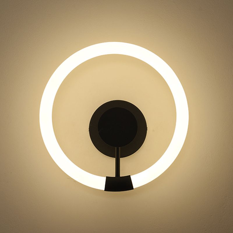 1-Light Round Sconce Light Fixture Modern Metal Wall Light for Bedroom