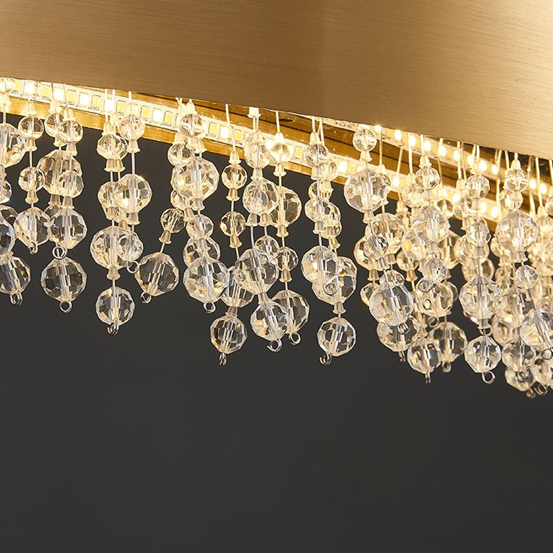 Stainless Steel Bar Island Light Post-modern Gold LED Pendant Light with Crystal Beading