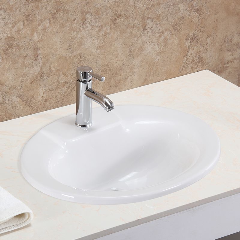 Oval Undermount Bathroom Sink Porcelain Shut-Off Valve Included Bathroom Sink