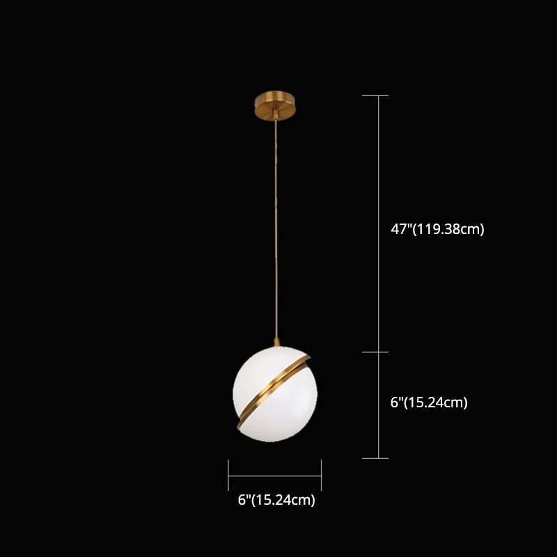 Oro 1 luce a sospensione leggera moderna sferica sferica ombra appesa lampada per camera da letto